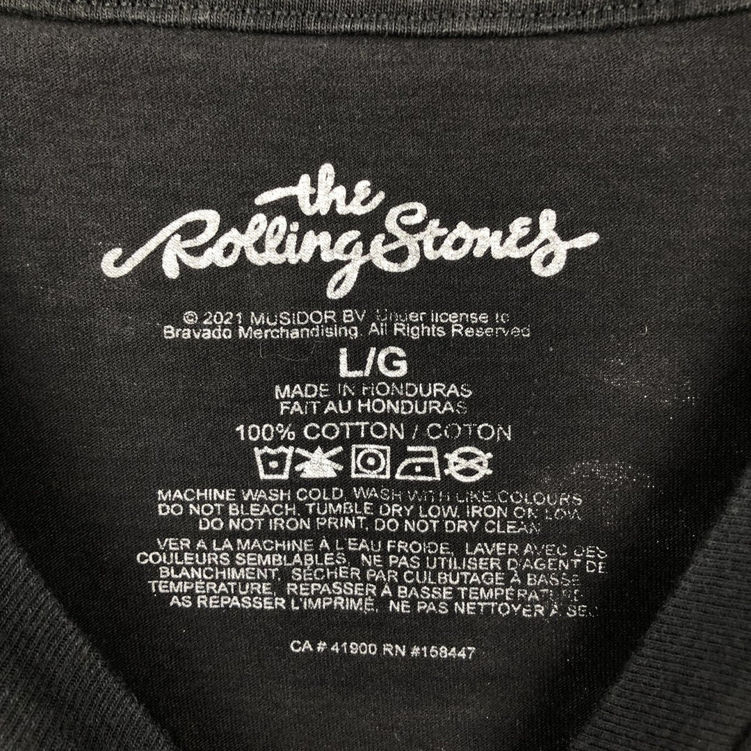 THE ROLLING STONES All-Over Print Band T-Shirt (Men's Size L) cotton black type Vintage Second Hand