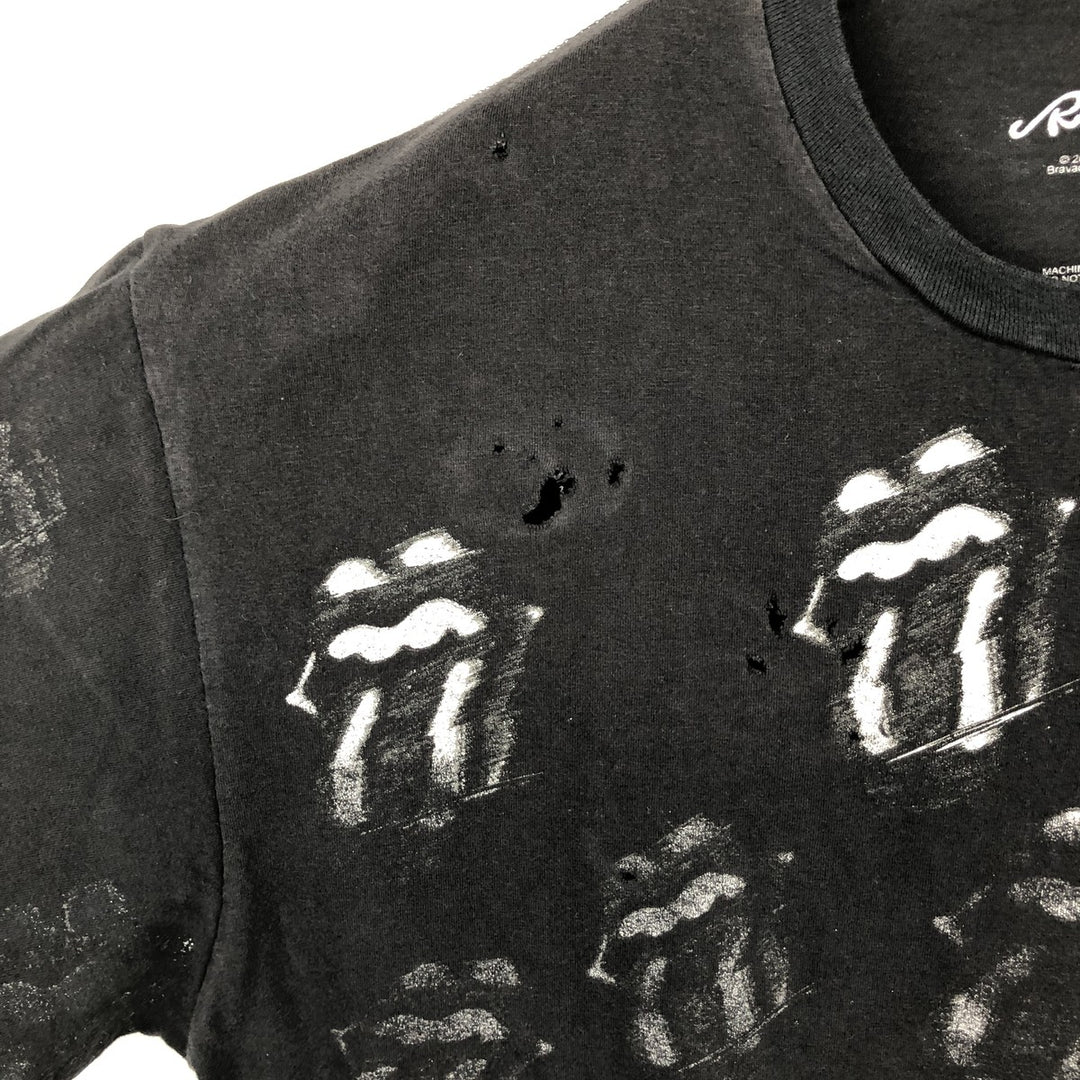 THE ROLLING STONES All-Over Print Band T-Shirt (Men's Size L) cotton black type Vintage Second Hand