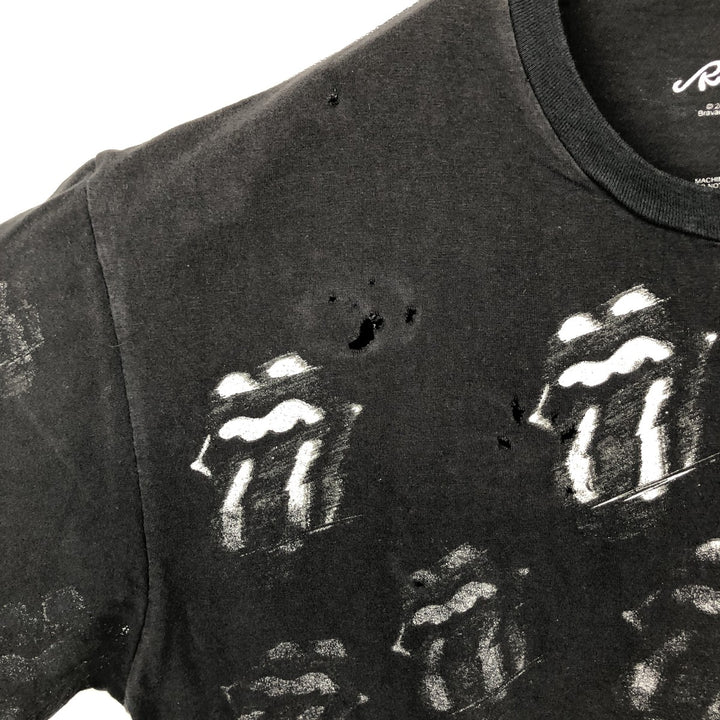 THE ROLLING STONES All-Over Print Band T-Shirt (Men's Size L) cotton black type Vintage Second Hand