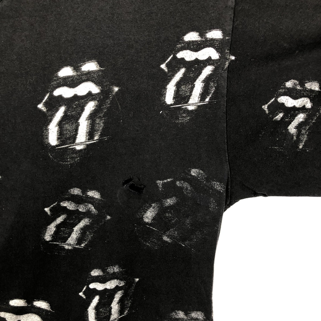 THE ROLLING STONES All-Over Print Band T-Shirt (Men's Size L) cotton black type Vintage Second Hand