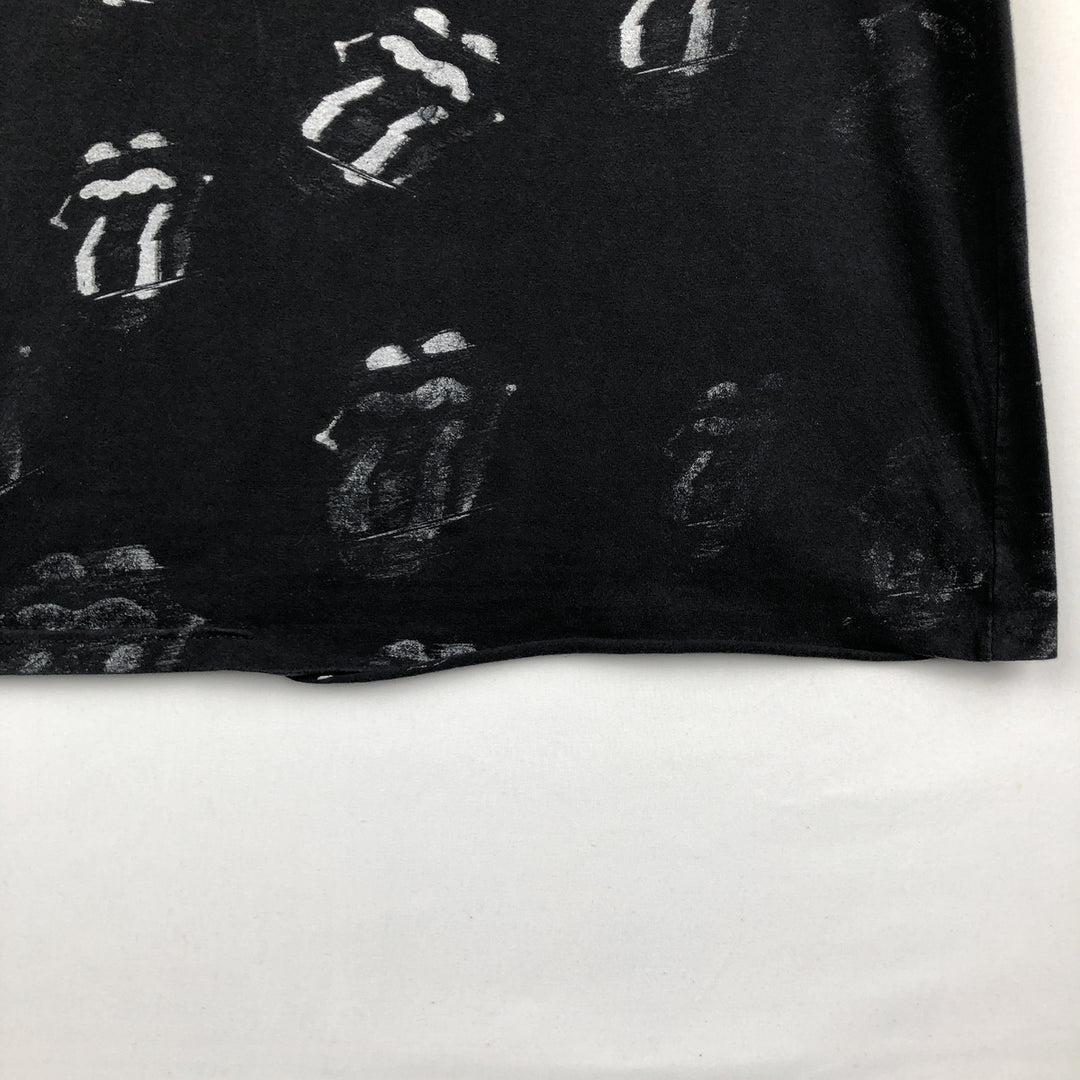 THE ROLLING STONES All-Over Print Band T-Shirt (Men's Size L) cotton black type Vintage Second Hand