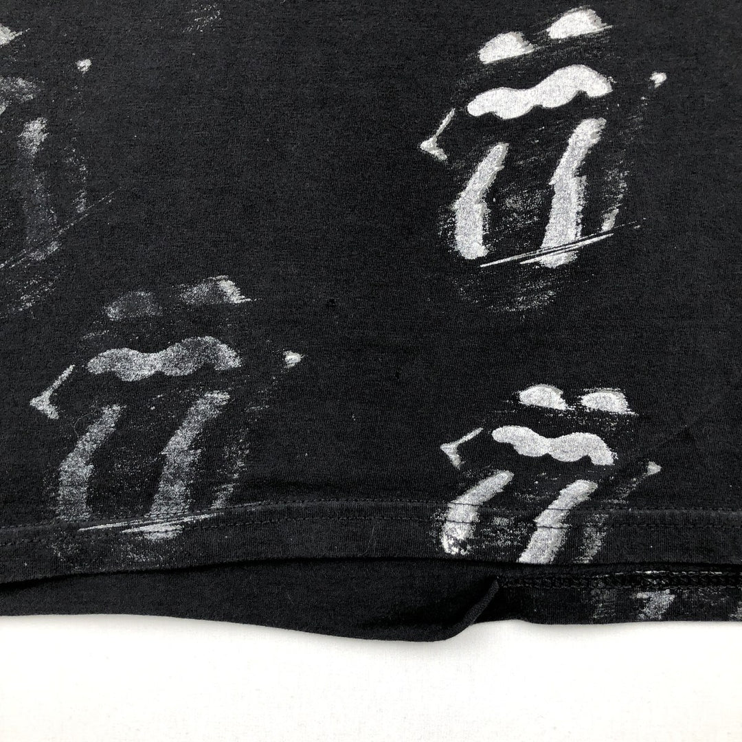 THE ROLLING STONES All-Over Print Band T-Shirt (Men's Size L) cotton black type Vintage Second Hand