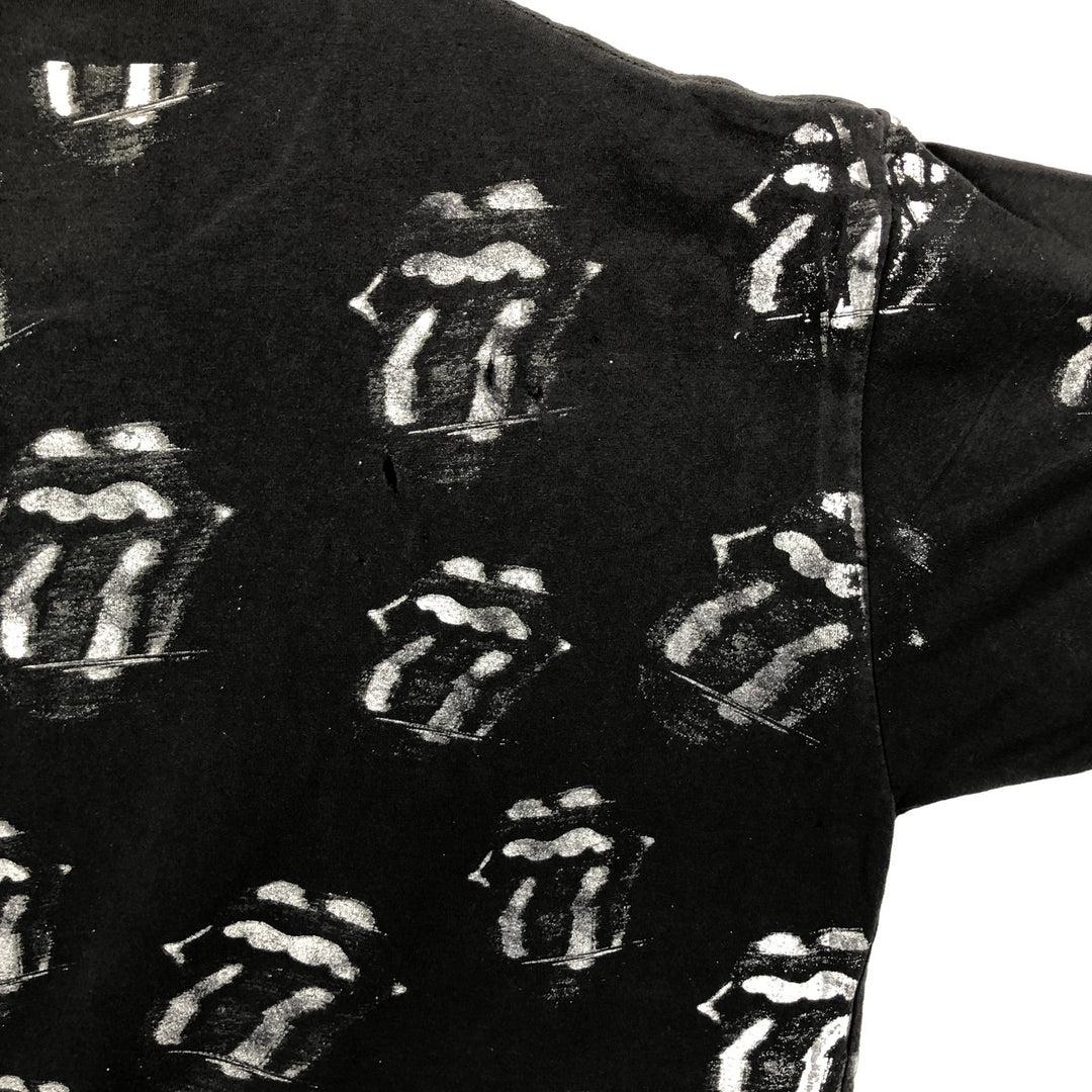 THE ROLLING STONES All-Over Print Band T-Shirt (Men's Size L) cotton black type Vintage Second Hand
