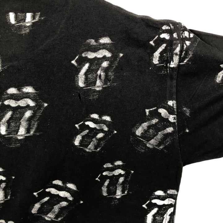 THE ROLLING STONES All-Over Print Band T-Shirt (Men's Size L) cotton black type Vintage Second Hand