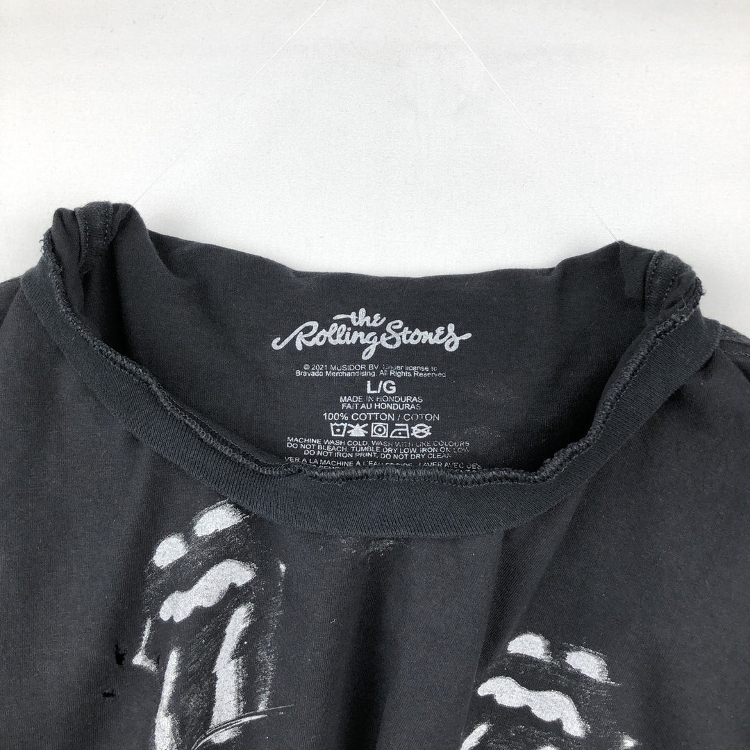 THE ROLLING STONES All-Over Print Band T-Shirt (Men's Size L) cotton black type Vintage Second Hand