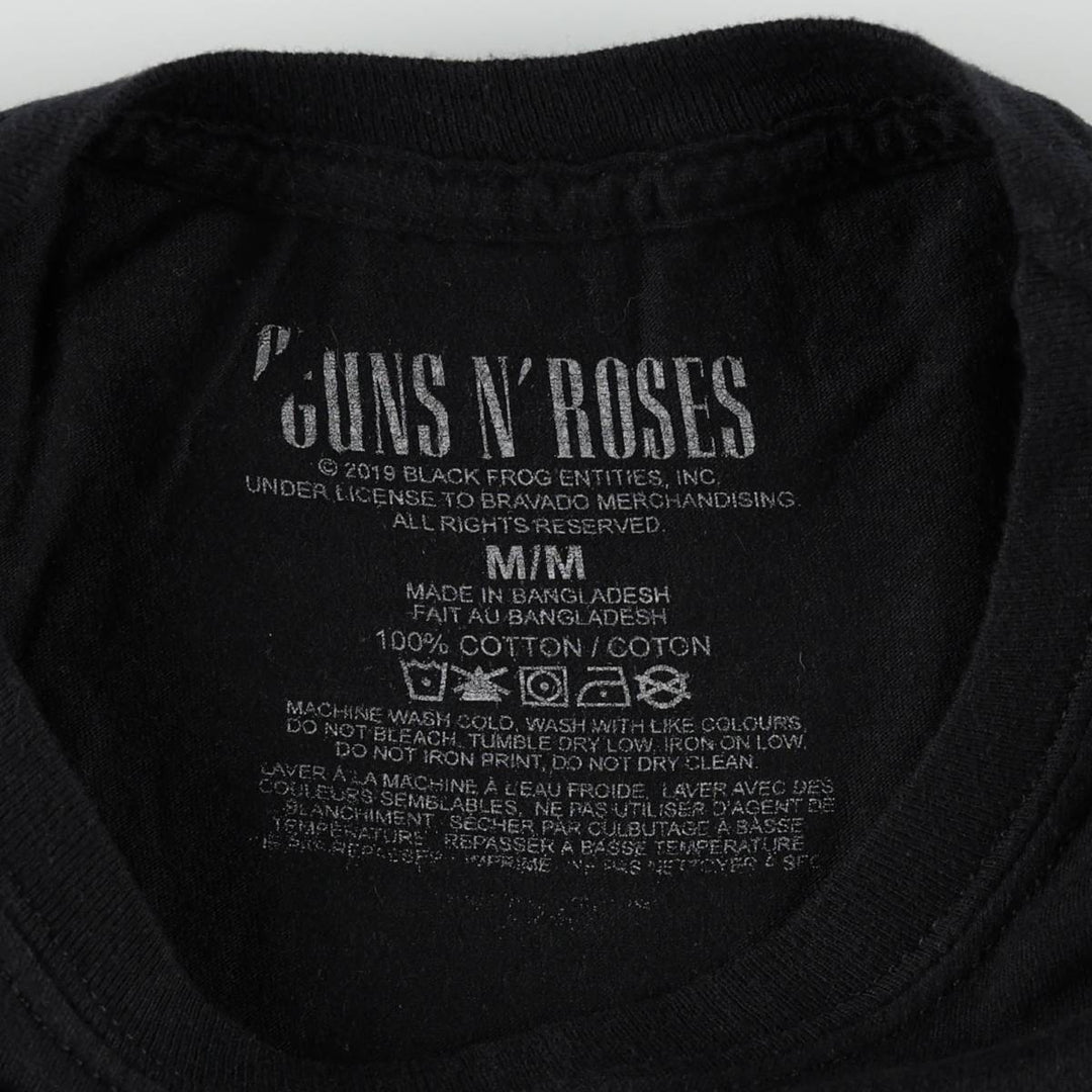 Guns N' Roses Skull Pattern Band T-shirt, Men's M size cotton black type Vintage Second Hand