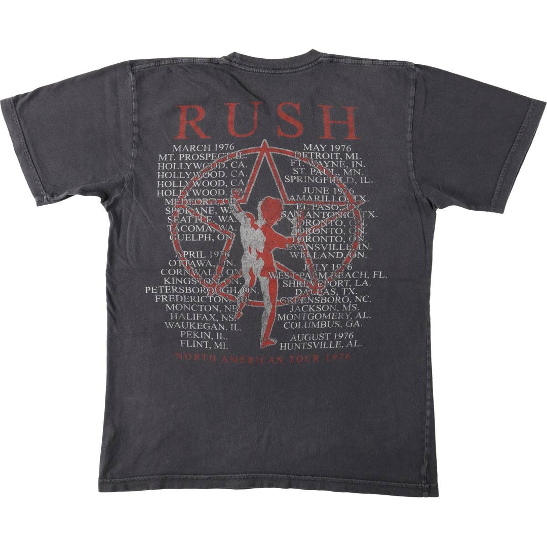 RUSH Band T-Shirt, Made in USA, Men's Size M (approx.) cotton Charcoal Vintage Second Hand