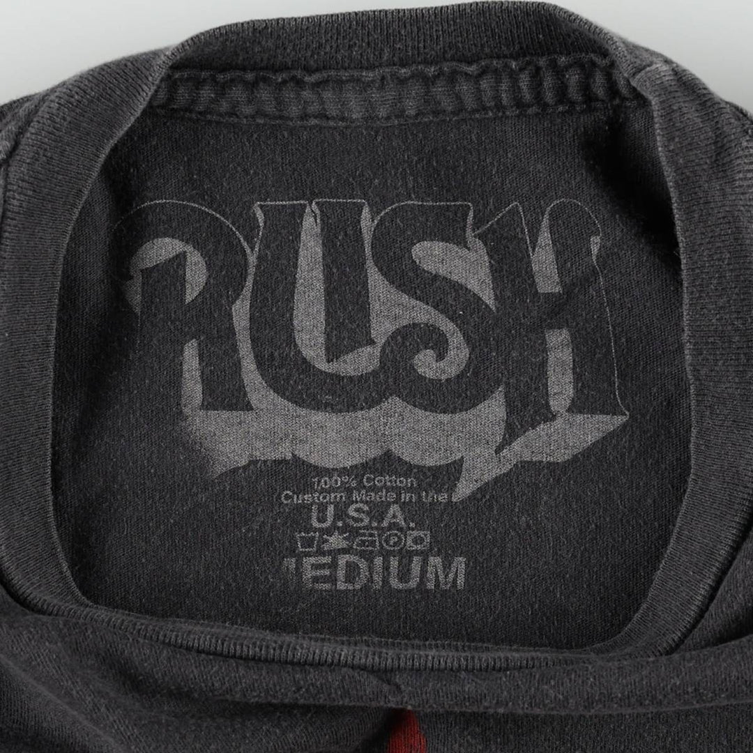 RUSH Band T-Shirt, Made in USA, Men's Size M (approx.) cotton Charcoal Vintage Second Hand