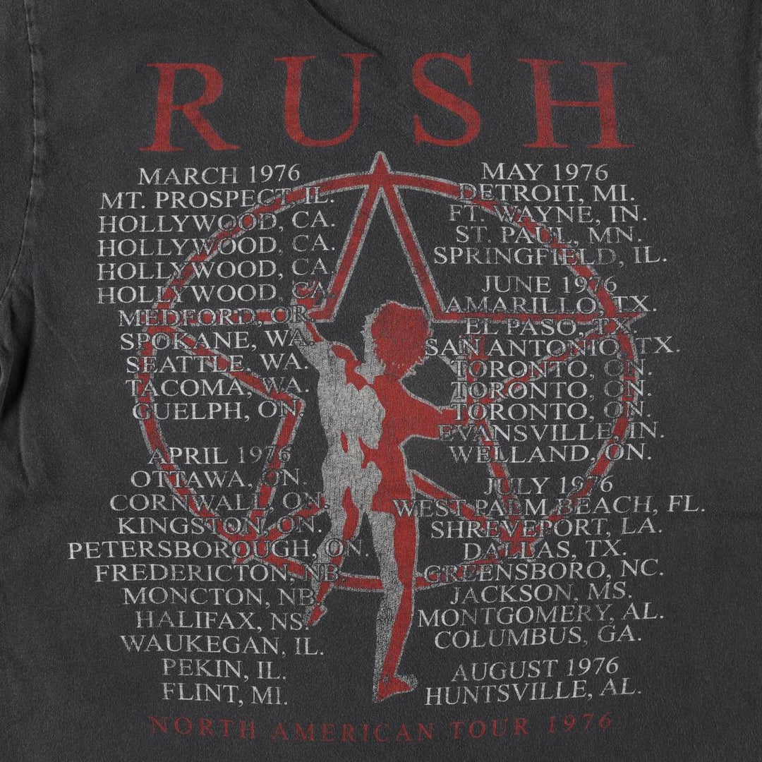 RUSH Band T-Shirt, Made in USA, Men's Size M (approx.) cotton Charcoal Vintage Second Hand