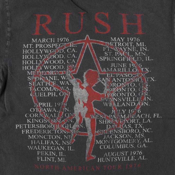 RUSH Band T-Shirt, Made in USA, Men's Size M (approx.) cotton Charcoal Vintage Second Hand