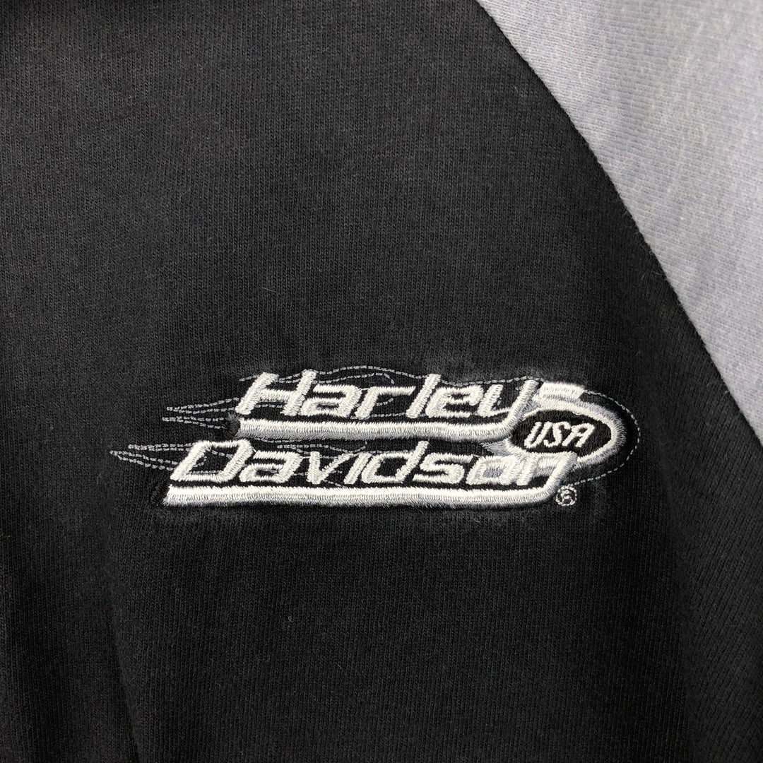 Harley-Davidson Short Sleeve Polo Shirt Made in USA Men's Size L cotton black type Vintage Second Hand