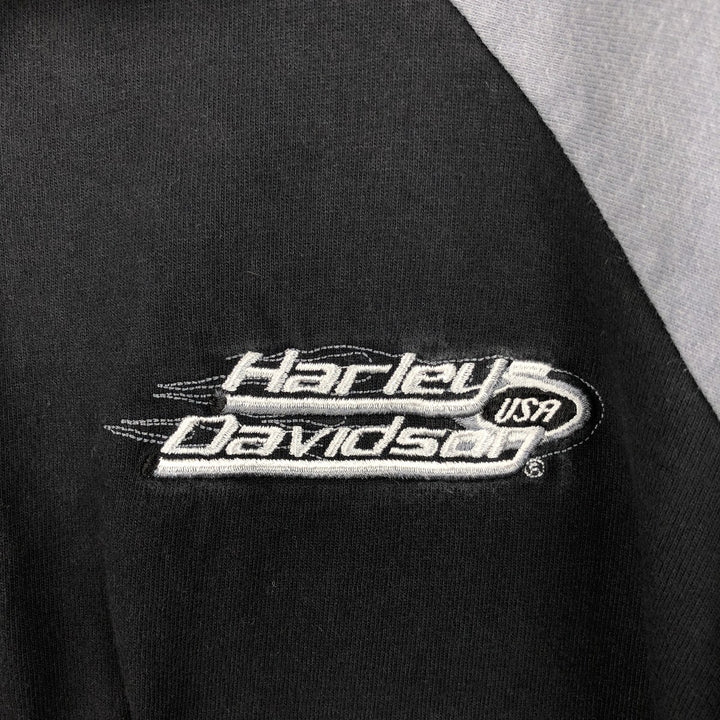 Harley-Davidson Short Sleeve Polo Shirt Made in USA Men's Size L cotton black type Vintage Second Hand
