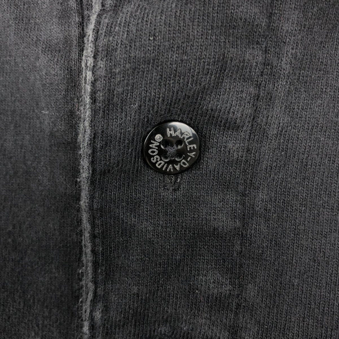 Harley-Davidson Short Sleeve Polo Shirt Made in USA Men's Size L cotton black type Vintage Second Hand