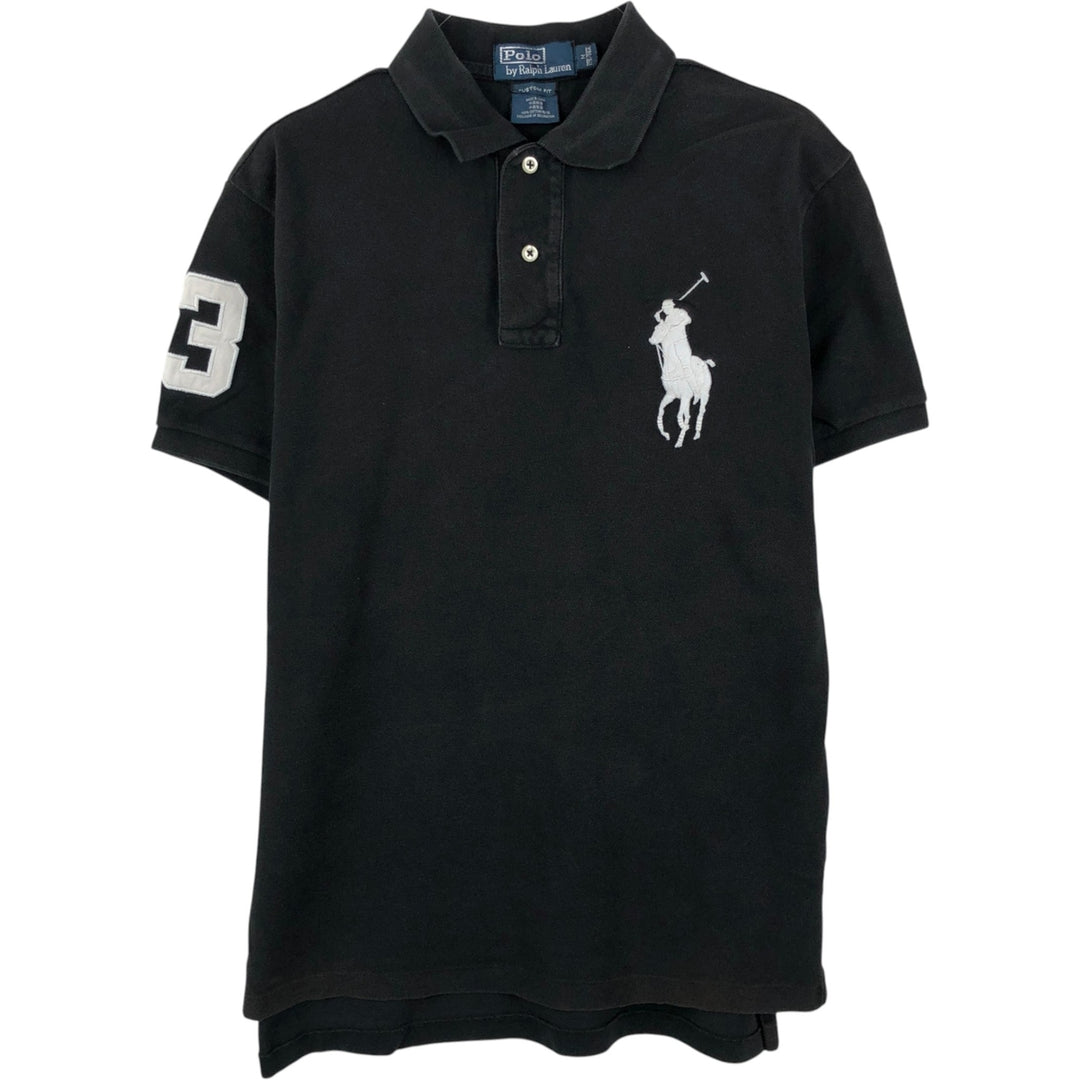 Ralph Lauren POLO by Ralph Lauren CUSTOM FIT Big Pony Short Sleeve Polo Shirt Men's M size cotton black type Vintage Second Hand