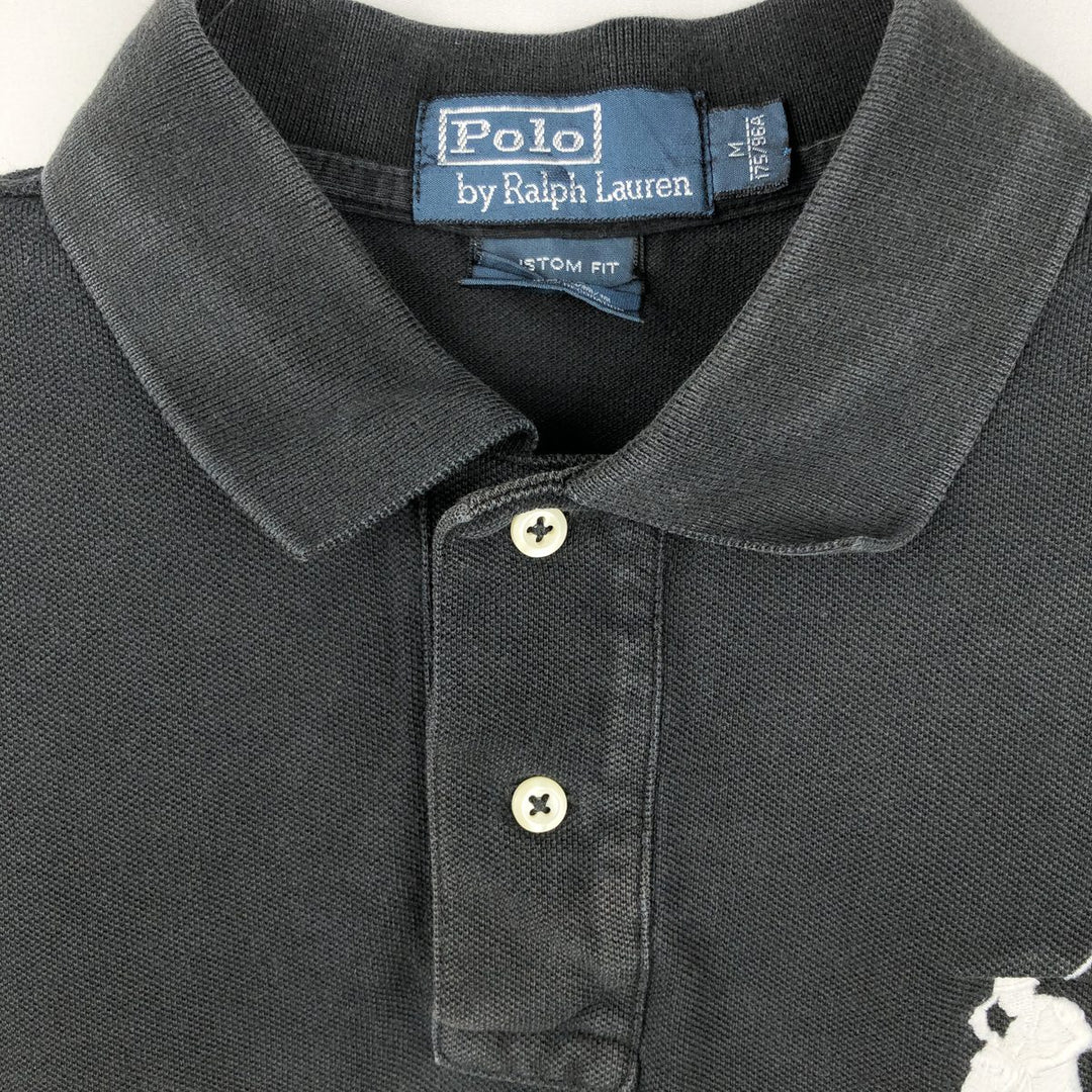 Ralph Lauren POLO by Ralph Lauren CUSTOM FIT Big Pony Short Sleeve Polo Shirt Men's M size cotton black type Vintage Second Hand