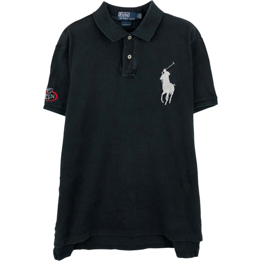 Ralph Lauren POLO by Ralph Lauren CUSTOM FIT Big Pony Short Sleeve Polo Shirt Men's L size cotton black type Vintage Second Hand