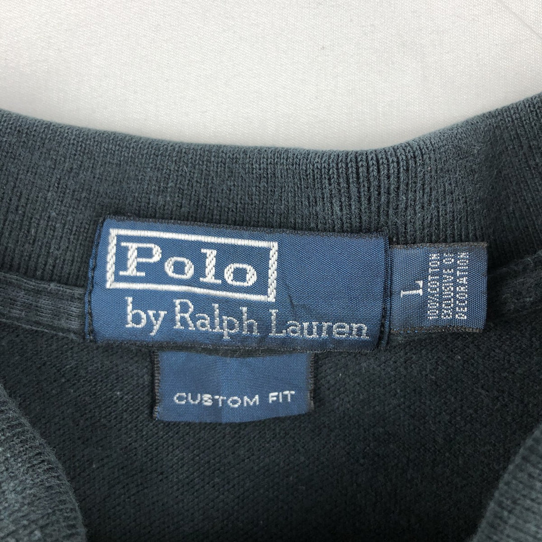Ralph Lauren POLO by Ralph Lauren CUSTOM FIT Big Pony Short Sleeve Polo Shirt Men's L size cotton black type Vintage Second Hand