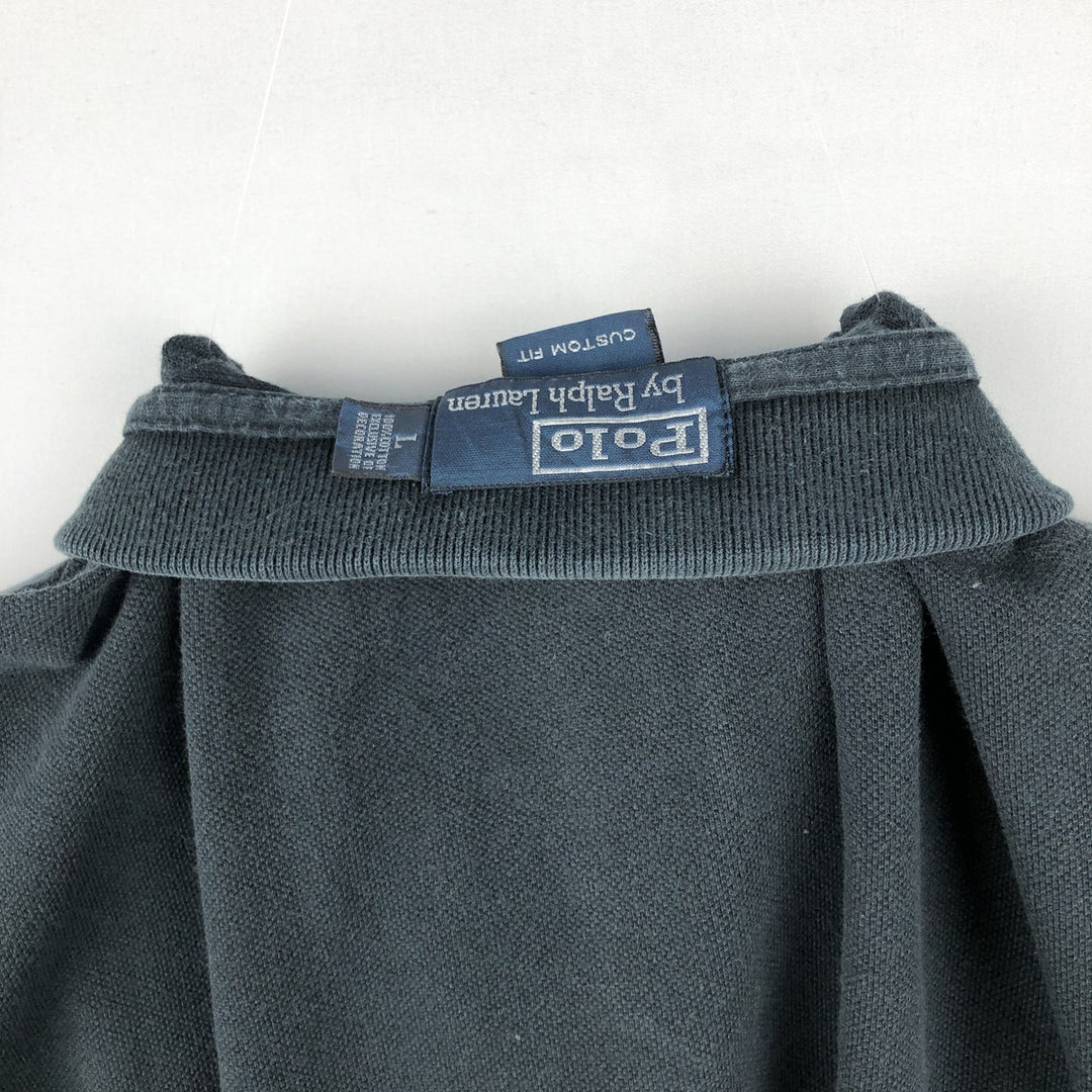 Ralph Lauren POLO by Ralph Lauren CUSTOM FIT Big Pony Short Sleeve Polo Shirt Men's L size cotton black type Vintage Second Hand