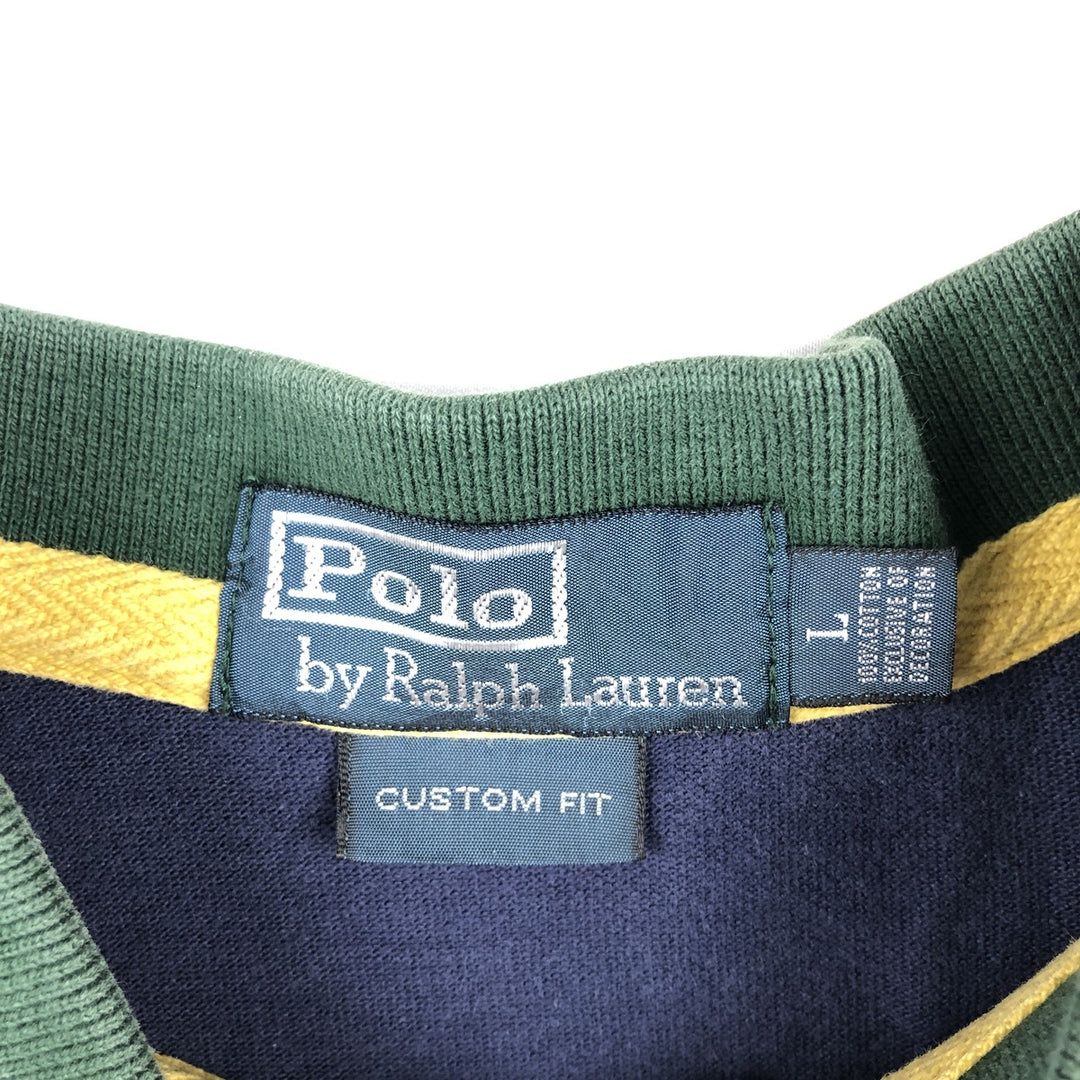 Ralph Lauren POLO by Ralph Lauren CUSTOM FIT Double Pony Short Sleeve Polo Shirt Men's L size cotton navy blue type Vintage Second Hand