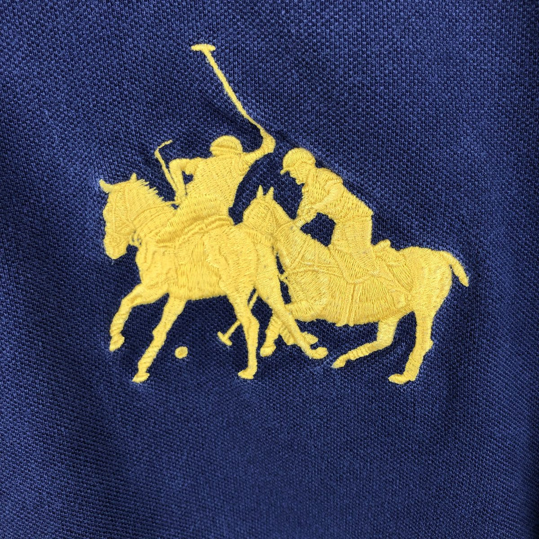 Ralph Lauren POLO by Ralph Lauren CUSTOM FIT Double Pony Short Sleeve Polo Shirt Men's L size cotton navy blue type Vintage Second Hand
