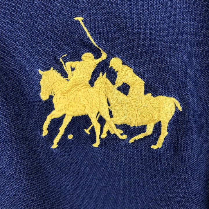 Ralph Lauren POLO by Ralph Lauren CUSTOM FIT Double Pony Short Sleeve Polo Shirt Men's L size cotton navy blue type Vintage Second Hand