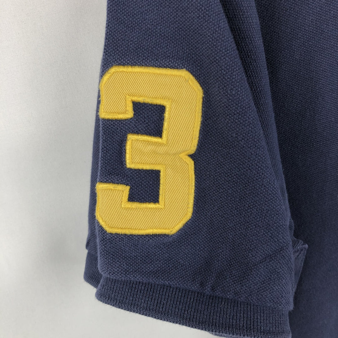 Ralph Lauren POLO by Ralph Lauren CUSTOM FIT Double Pony Short Sleeve Polo Shirt Men's L size cotton navy blue type Vintage Second Hand