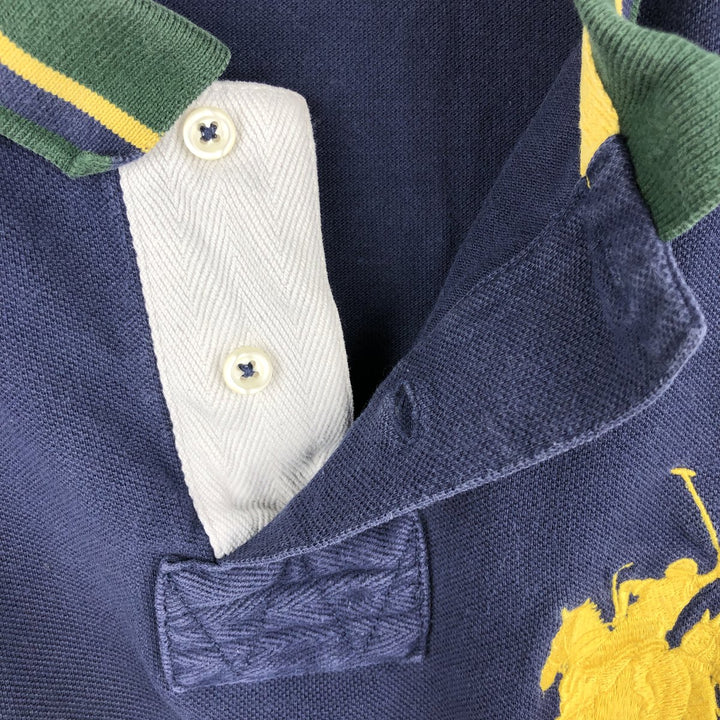 Ralph Lauren POLO by Ralph Lauren CUSTOM FIT Double Pony Short Sleeve Polo Shirt Men's L size cotton navy blue type Vintage Second Hand