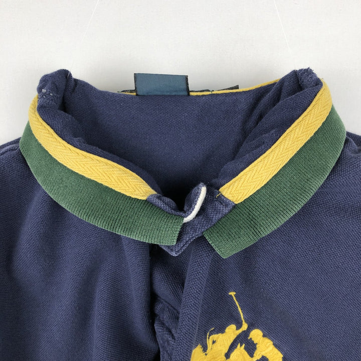 Ralph Lauren POLO by Ralph Lauren CUSTOM FIT Double Pony Short Sleeve Polo Shirt Men's L size cotton navy blue type Vintage Second Hand