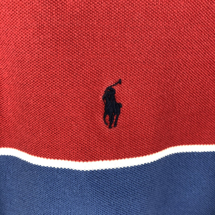 Ralph Lauren POLO by Ralph Lauren Multi-border short sleeve striped polo shirt Men's size L cotton blue type Vintage Second Hand