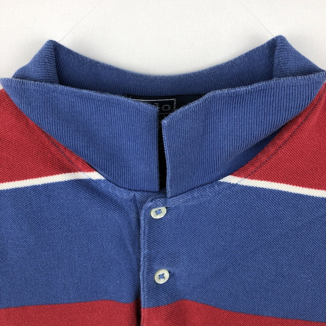 Ralph Lauren POLO by Ralph Lauren Multi-border short sleeve striped polo shirt Men's size L cotton blue type Vintage Second Hand