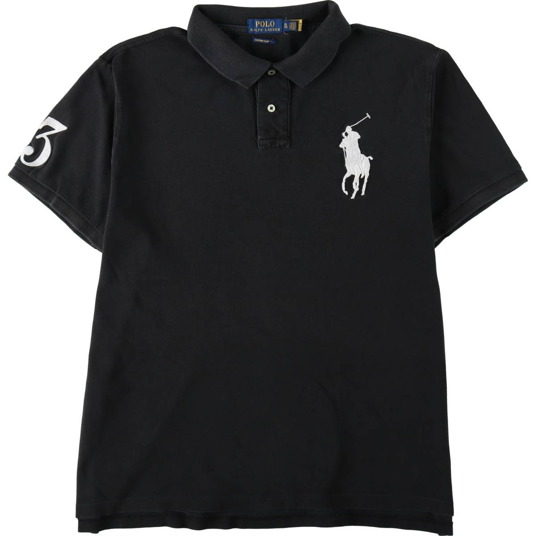 Ralph Lauren POLO RALPH LAUREN CUSTOM SLIM FIT Big Pony Short Sleeve Polo Shirt Men's XL cotton black type Vintage Second Hand