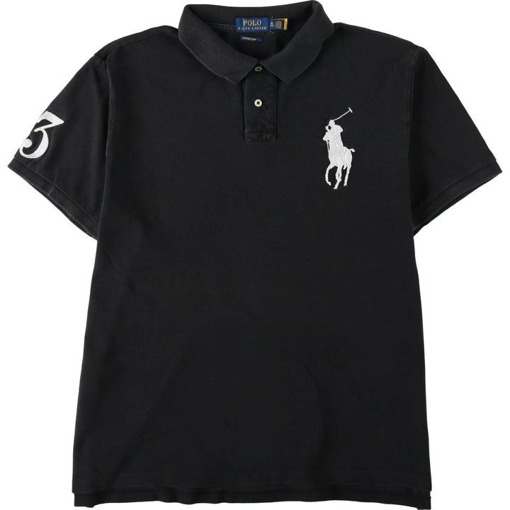 Ralph Lauren POLO RALPH LAUREN CUSTOM SLIM FIT Big Pony Short Sleeve Polo Shirt Men's XL cotton black type Vintage Second Hand