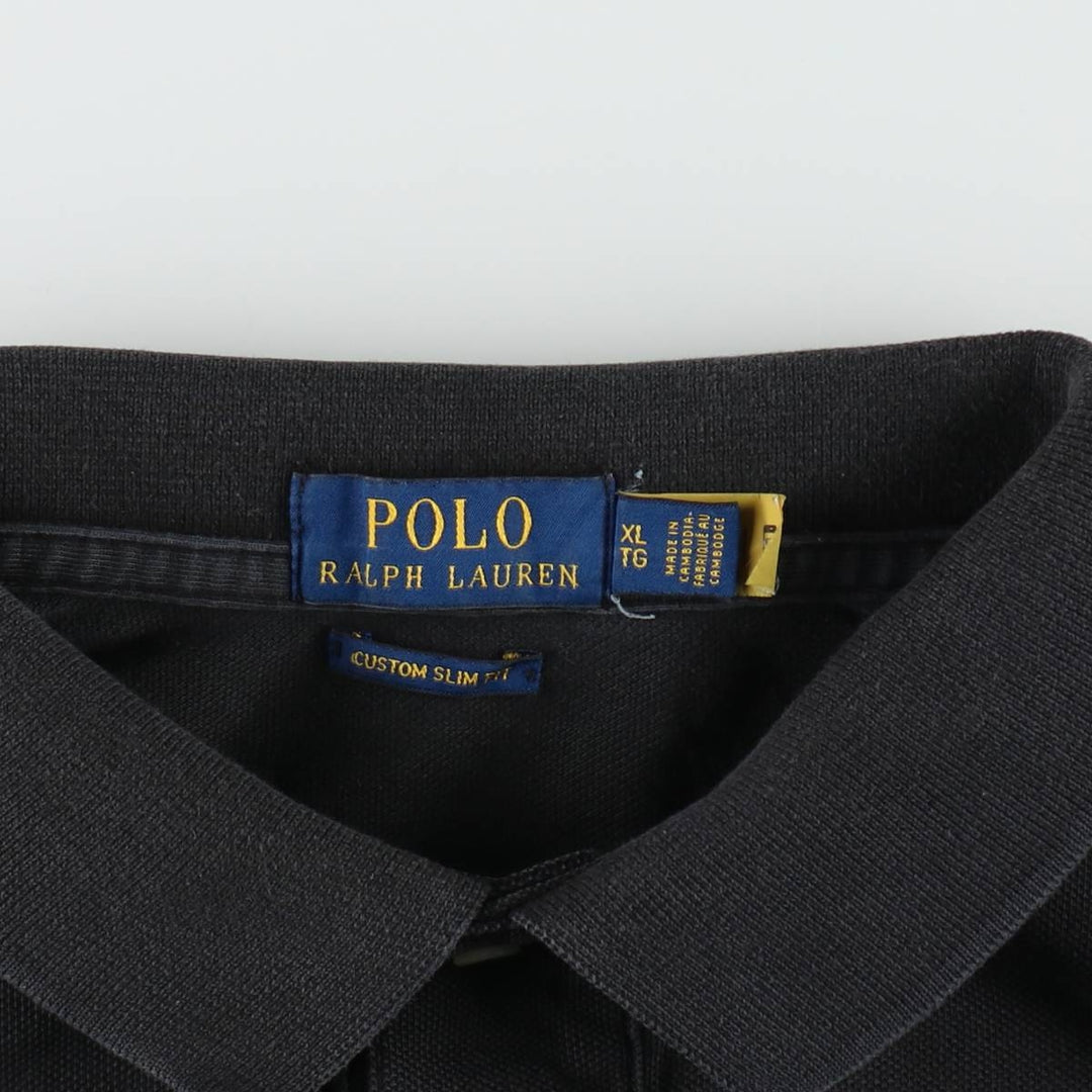 Ralph Lauren POLO RALPH LAUREN CUSTOM SLIM FIT Big Pony Short Sleeve Polo Shirt Men's XL cotton black type Vintage Second Hand