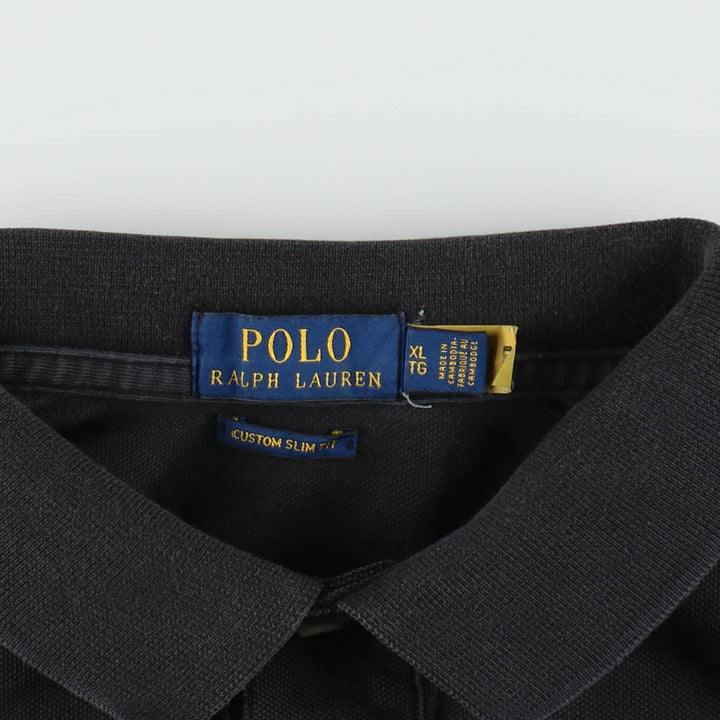 Ralph Lauren POLO RALPH LAUREN CUSTOM SLIM FIT Big Pony Short Sleeve Polo Shirt Men's XL cotton black type Vintage Second Hand