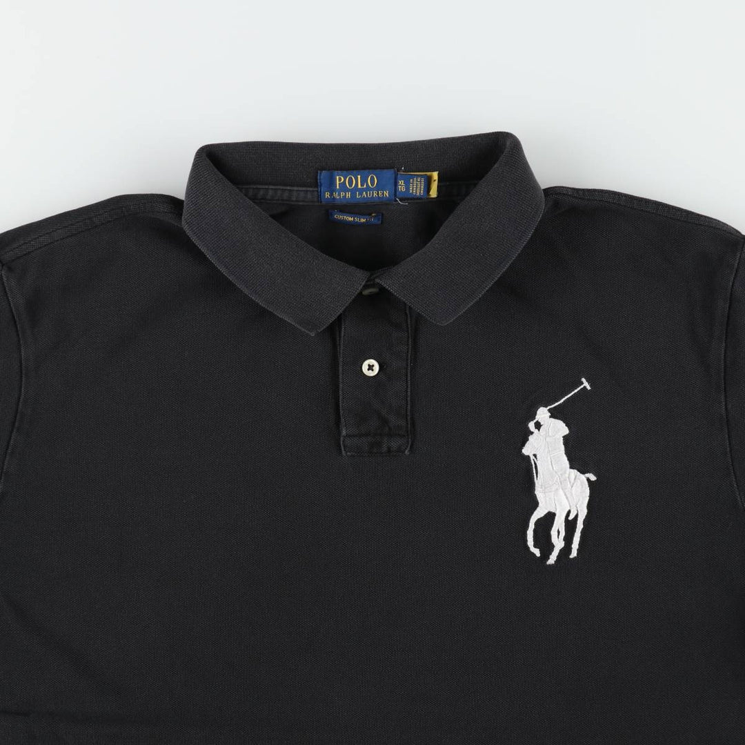 Ralph Lauren POLO RALPH LAUREN CUSTOM SLIM FIT Big Pony Short Sleeve Polo Shirt Men's XL cotton black type Vintage Second Hand