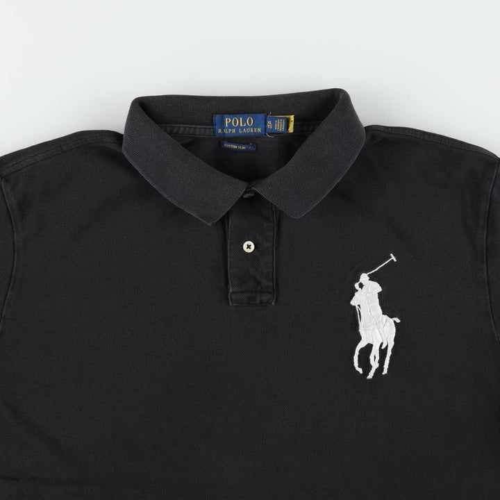 Ralph Lauren POLO RALPH LAUREN CUSTOM SLIM FIT Big Pony Short Sleeve Polo Shirt Men's XL cotton black type Vintage Second Hand
