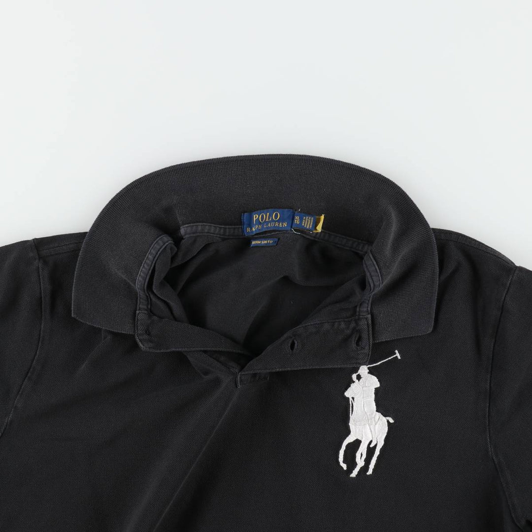 Ralph Lauren POLO RALPH LAUREN CUSTOM SLIM FIT Big Pony Short Sleeve Polo Shirt Men's XL cotton black type Vintage Second Hand