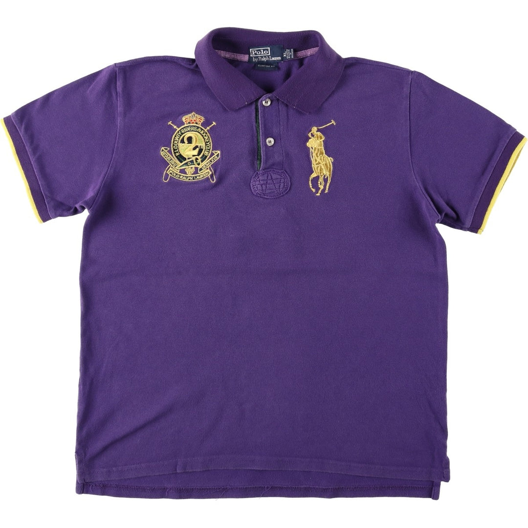 Ralph Lauren POLO by Ralph Lauren CUSTOM FIT Big Pony Short Sleeve Polo Shirt Men's XL cotton purple type Vintage Second Hand