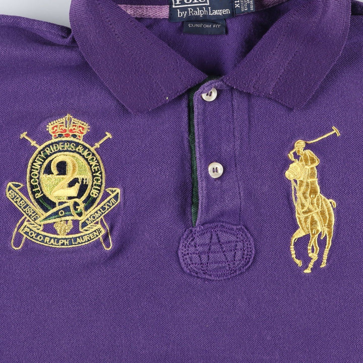 Ralph Lauren POLO by Ralph Lauren CUSTOM FIT Big Pony Short Sleeve Polo Shirt Men's XL cotton purple type Vintage Second Hand