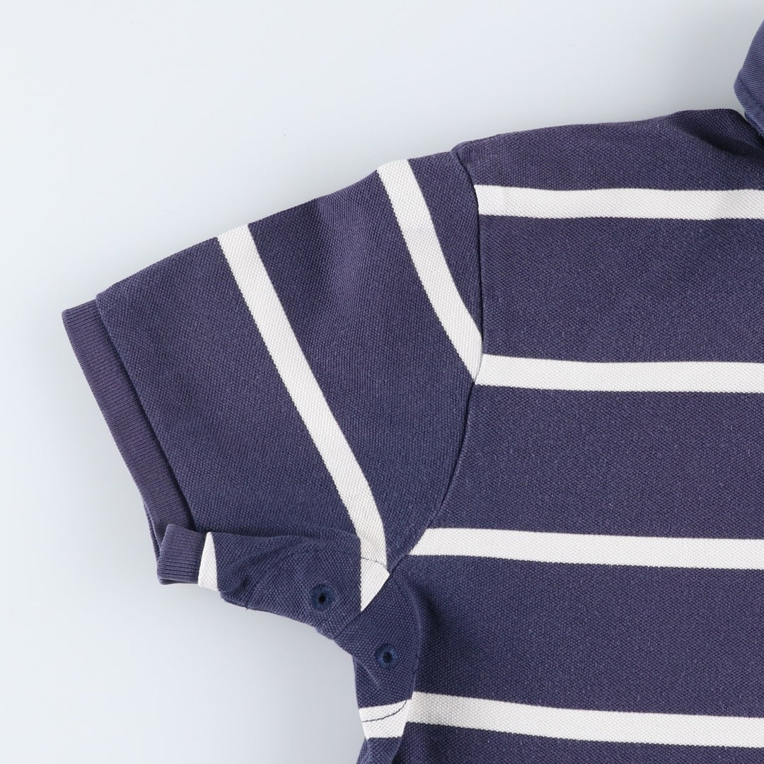 Ralph Lauren POLO by Ralph Lauren CUSTOM FIT Border Pattern Short Sleeve Rugby Shirt Men's M cotton navy blue type Vintage Second Hand
