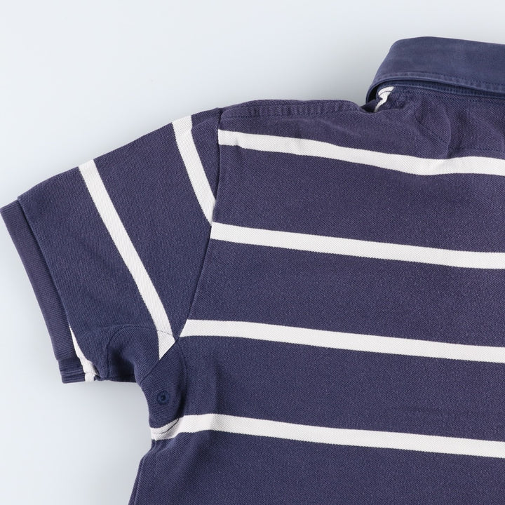 Ralph Lauren POLO by Ralph Lauren CUSTOM FIT Border Pattern Short Sleeve Rugby Shirt Men's M cotton navy blue type Vintage Second Hand