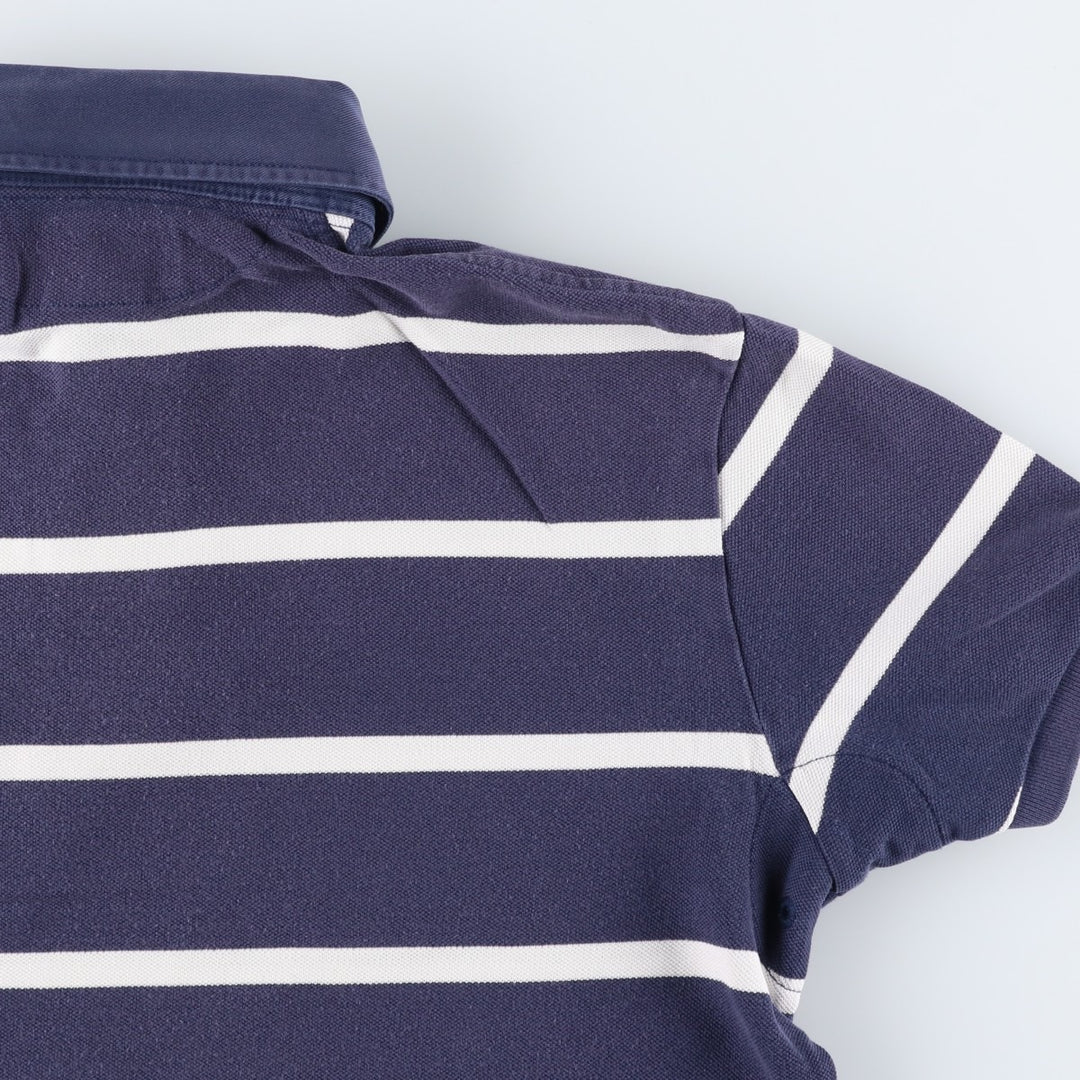 Ralph Lauren POLO by Ralph Lauren CUSTOM FIT Border Pattern Short Sleeve Rugby Shirt Men's M cotton navy blue type Vintage Second Hand