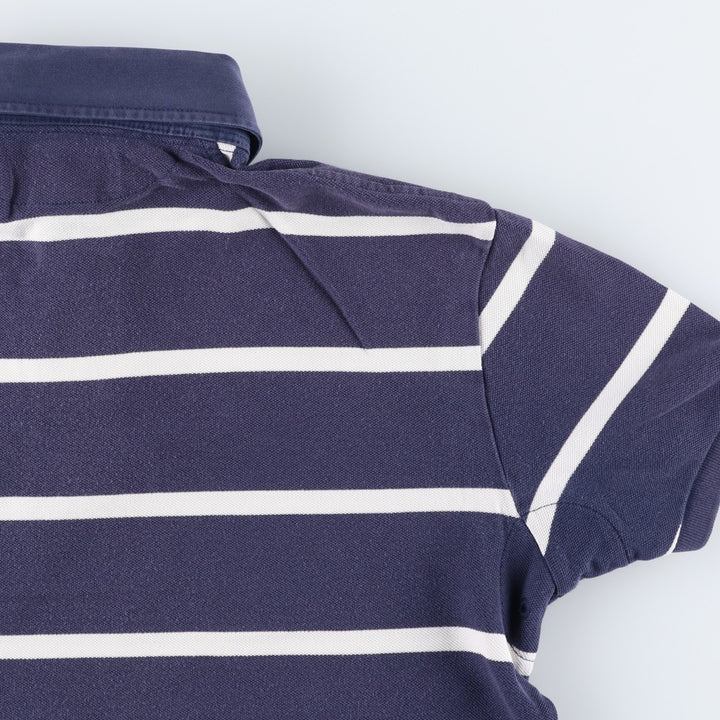 Ralph Lauren POLO by Ralph Lauren CUSTOM FIT Border Pattern Short Sleeve Rugby Shirt Men's M cotton navy blue type Vintage Second Hand