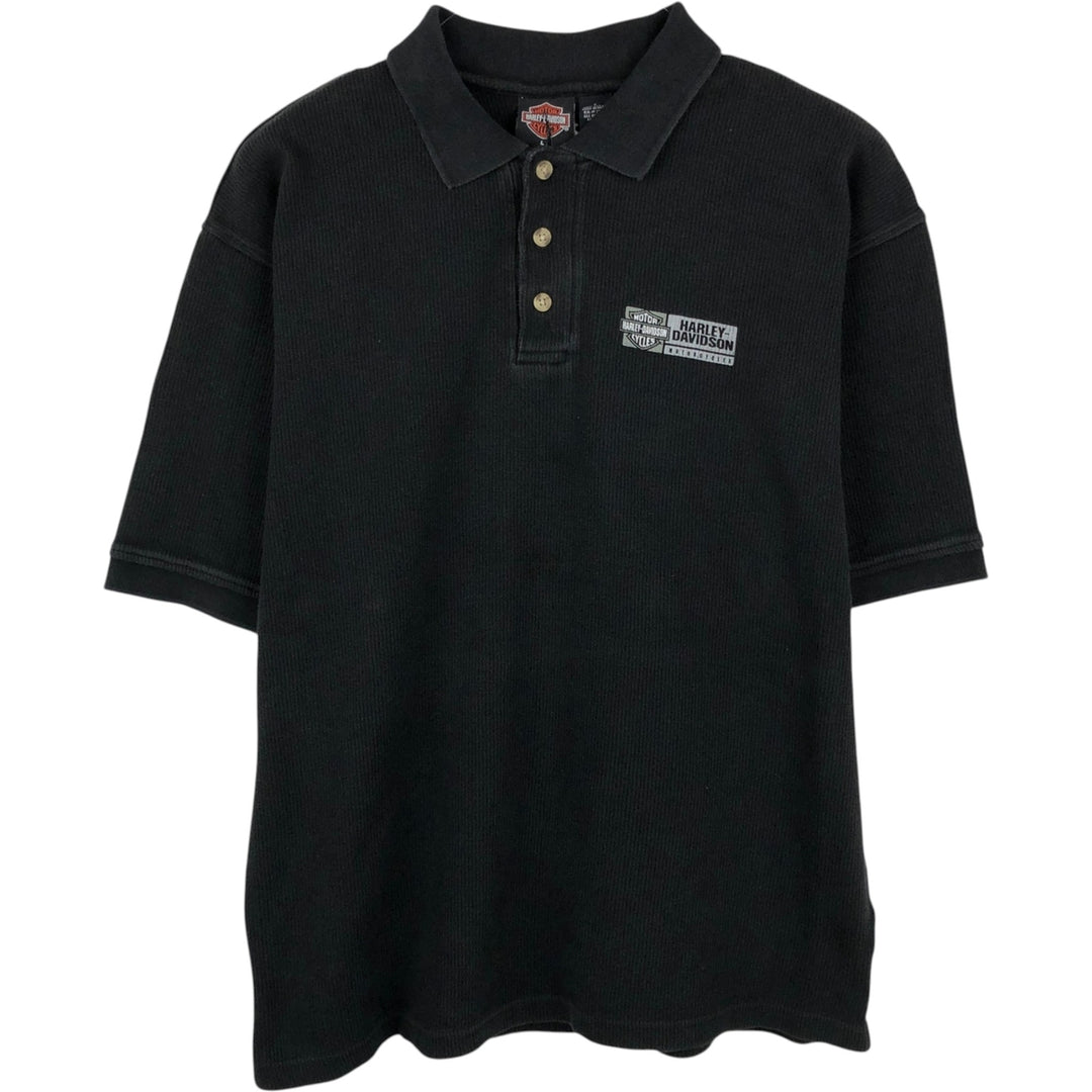Harley-Davidson short-sleeved polo shirt, size L for men cotton black type Vintage Second Hand