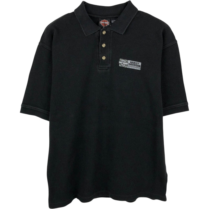 Harley-Davidson short-sleeved polo shirt, size L for men cotton black type Vintage Second Hand