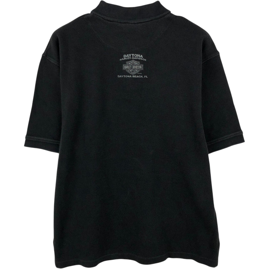 Harley-Davidson short-sleeved polo shirt, size L for men cotton black type Vintage Second Hand