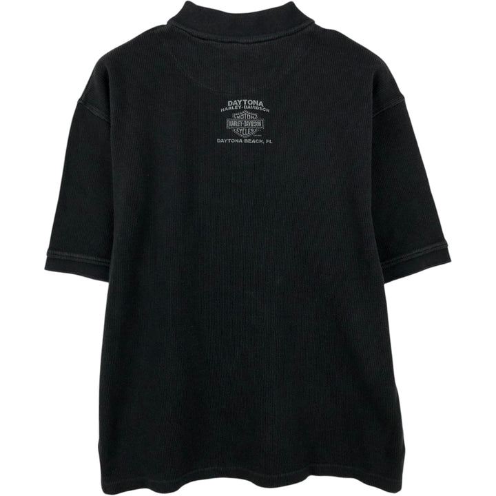 Harley-Davidson short-sleeved polo shirt, size L for men cotton black type Vintage Second Hand