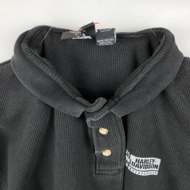 Harley-Davidson short-sleeved polo shirt, size L for men cotton black type Vintage Second Hand