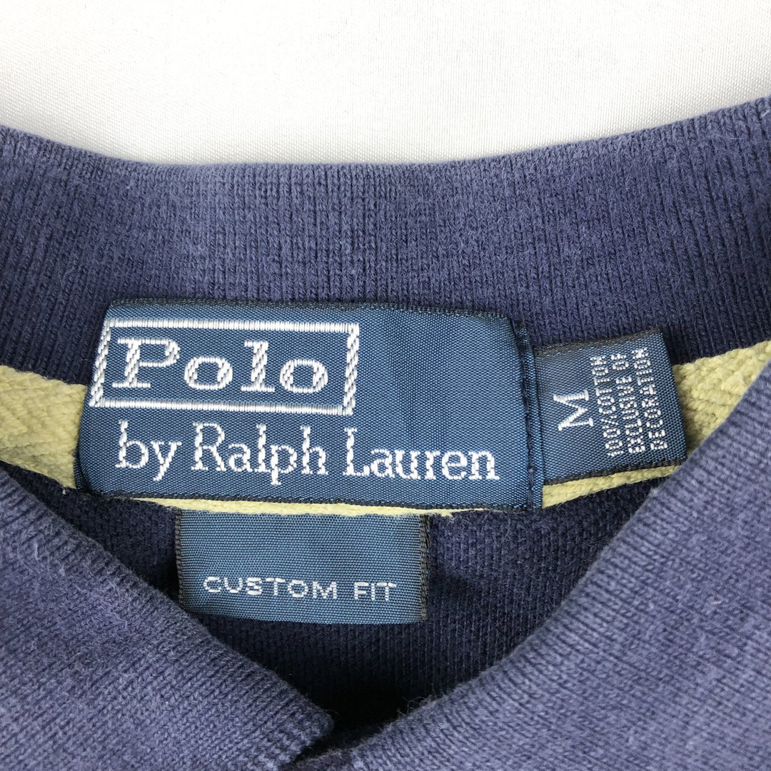 Ralph Lauren POLO by Ralph Lauren CUSTOM FIT Double Pony Short-Sleeve Polo Shirt (Men's Size M) cotton navy blue type Vintage Second Hand