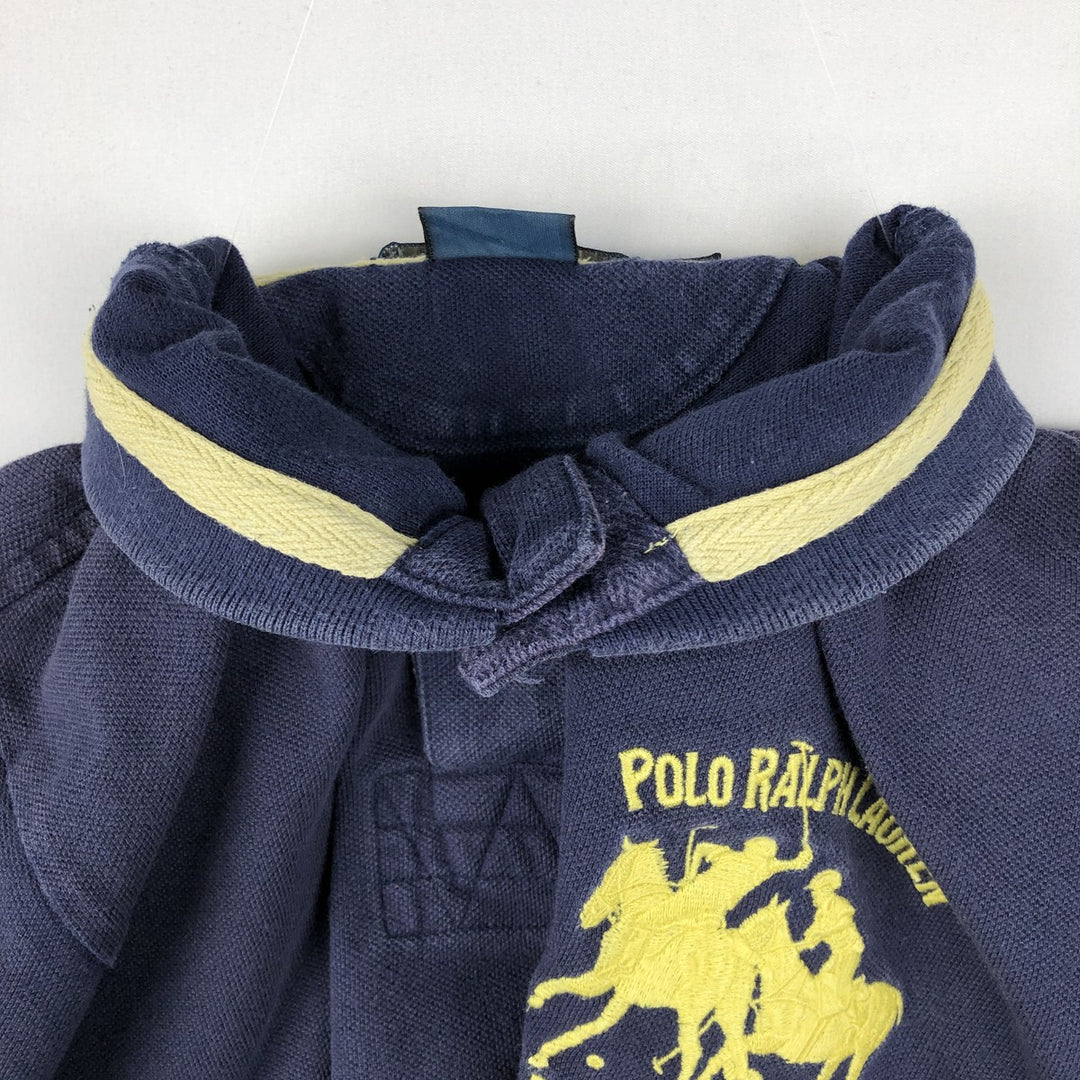 Ralph Lauren POLO by Ralph Lauren CUSTOM FIT Double Pony Short-Sleeve Polo Shirt (Men's Size M) cotton navy blue type Vintage Second Hand